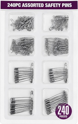 240pc assorted safety pins - assorted,